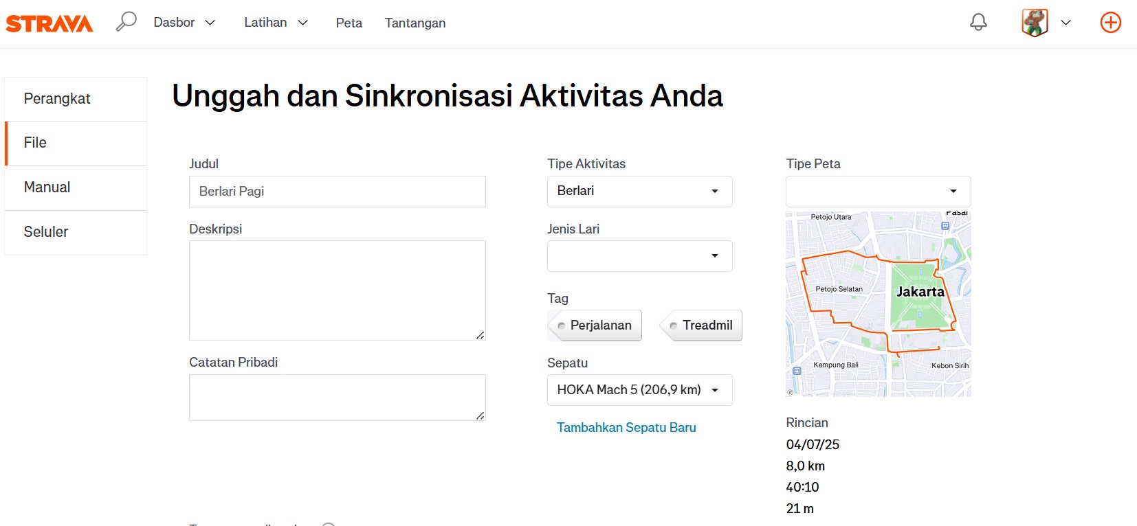 Impor Strava 2
